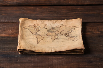 old map on wooden table