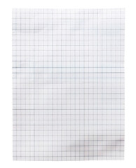 Blank checkered paper sheet isolated on transparent background