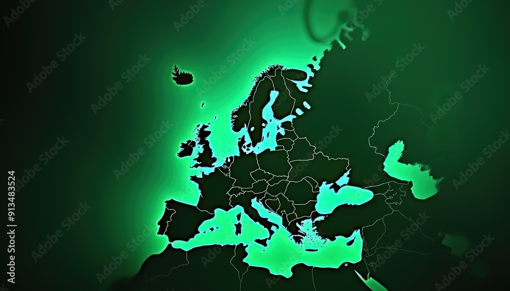 Wall mural Green Map of Europe.