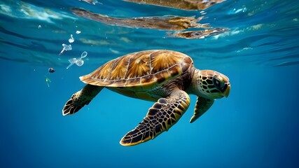 Obraz premium green sea turtle swimming