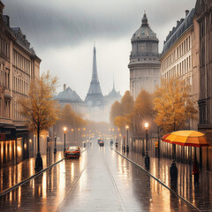 비오는 날의 길거리