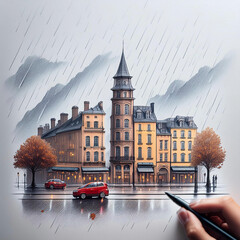 비오는 날의 길거리