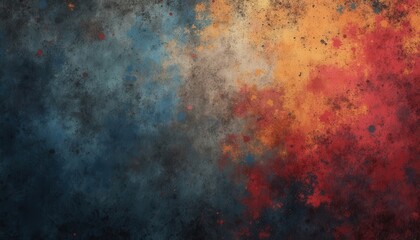 Abstract Watercolor Background with Blue, Orange, and Red Splashes.