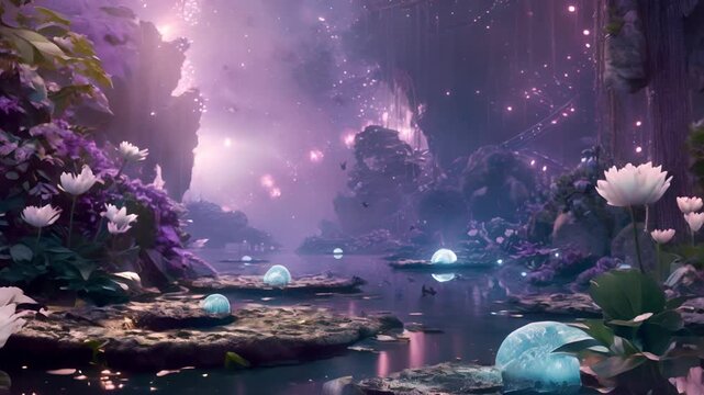 Enchanted Forest with Glowing Spheres