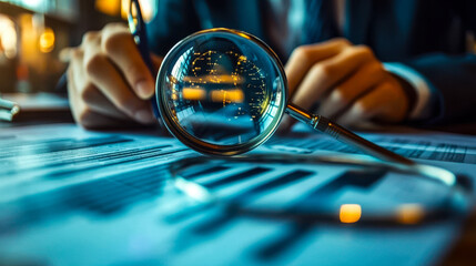 Professionals Conducting Document Security Audit with Advanced Tools at Desk in Dim Lighting Highlighting Importance of Regular Assessments to Identify Potential Data Vulnerabilities