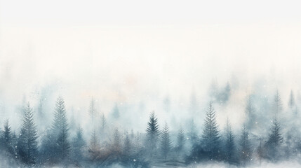 Fototapeta premium A painting of a forest with trees and snow