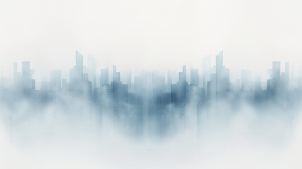 Fototapeta premium A city skyline is painted in blue and white