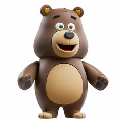 Obraz premium 3d render icon of Bear cartoon plastic 3d clay isolated
