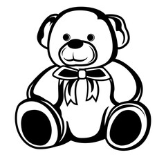 Teddy Bear | Teddy in Tie | Cute Fat Bear | Bear Stuffed Toy | Zoo Animal | Sitting Fat Teddy Bear | Cute Teddy Bear | Bear | Original Illustration | Vector and Clipart | Cutfile and Stencil