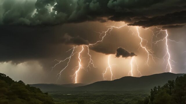 golden lightning flashes and thunderstorm energy.