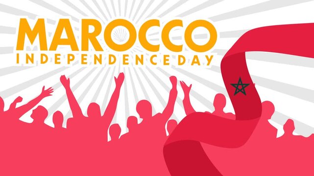 animated video of happy moroccan independence day with moroccan flag