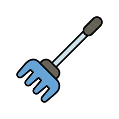 rake color line icon with white background vector stock illustration