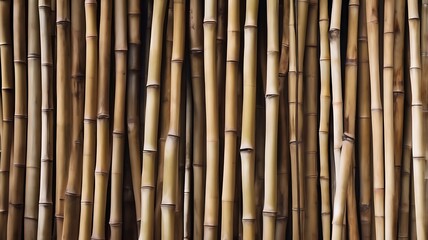 Fototapeta premium Close up decorative old bamboo wood of fence wall background