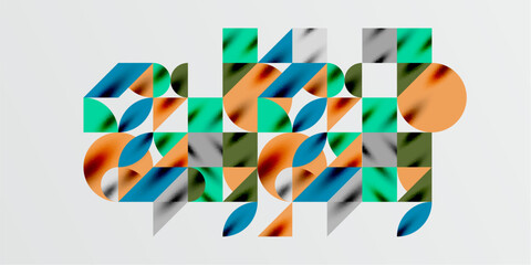 Triangles, round triangles and circles techno art. Vector Illustration For Wallpaper, Banner, Background, Card, Book Illustration, landing page