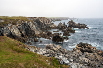 Dungeon Provincial Park UNESCO Geosite.
The coastline and steep cliffs surrounding Cape Bonavista are spectacular examples of the North Atlantic Ocean's wave action and erosive power. 