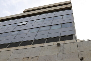 Obraz premium Architectural details of tall buildings and structures close-up.