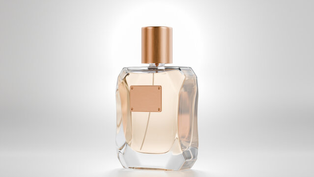 Elegant crystal bottle perfume design premium photo 3d render