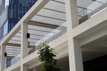 Obraz premium Architectural details of tall buildings and structures close-up.