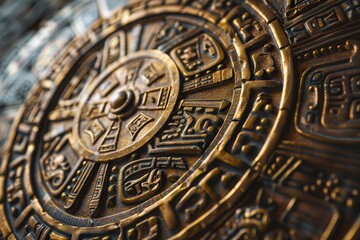 Aztec Calendar Close-Up: Ancient Maja Symbol of Time and Astronomy