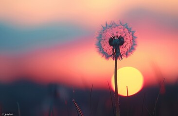 Dandelion Silhouette at Sunset