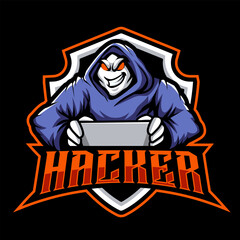hacker mascot illustration for sports and esports logo