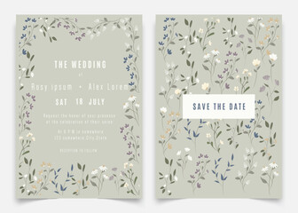 Wedding Invitations save the date card design with elegant garden anemone