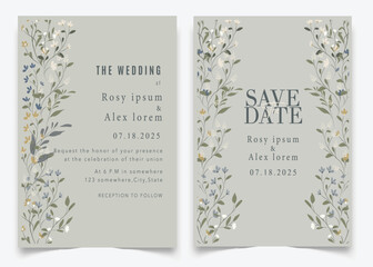 Wedding Invitations save the date card design with elegant garden anemone