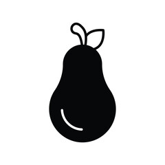 pear glyph icon with white background vector stock illustration
