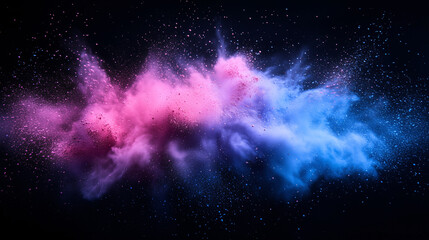 Abstract background, Colored powder explosion isolated on black background.