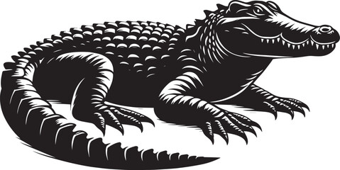 Crocodile Silhouette isolated on white background Minimalist crocodile vector shape
