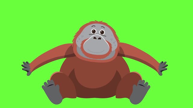 Orangutans dancing move Green Screen Monkey Animals 2D Rendering Animation