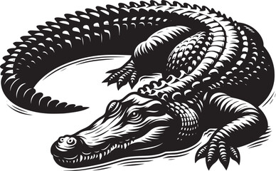 Crocodile Silhouette isolated on white background Minimalist crocodile vector shape