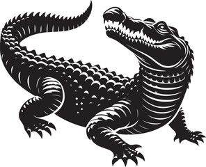 Crocodile Silhouette isolated on white background Minimalist crocodile vector shape