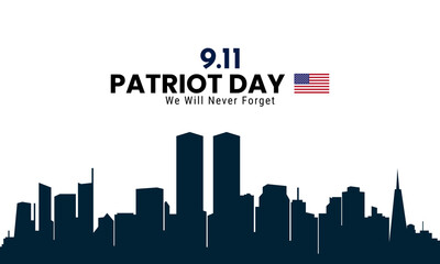 Obraz premium Patriots Day, September 11. We will never forget. United States flag. Vector illustration