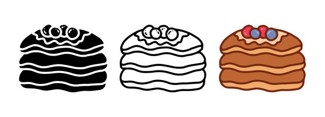 Set of Pancakes cartoon doodle, Vector, Illustration.