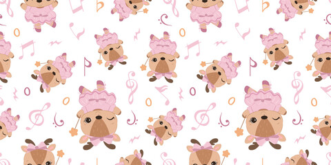Fototapeta premium Cute baby animals seamless pattern