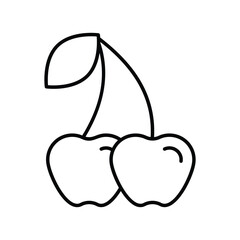 cherries line icon with white background vector stock illustration