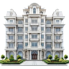 Fototapeta premium Classic White Building with Arched Windows