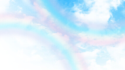 Beautiful blue sky background with clouds. Rainbow blue sky. Vector illustration.