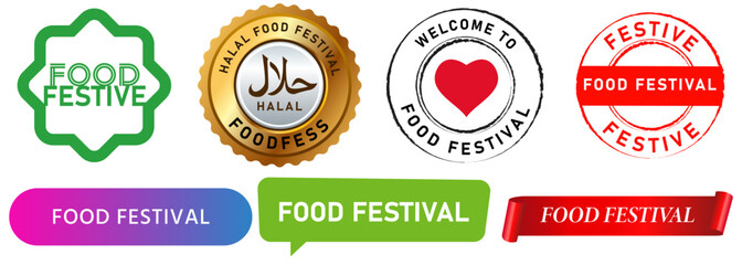 food festive festival stamp collection icon design food stall booth street design concept