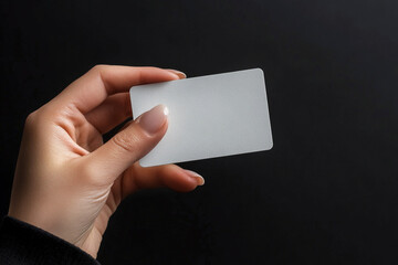 closeup hand blank credit card.