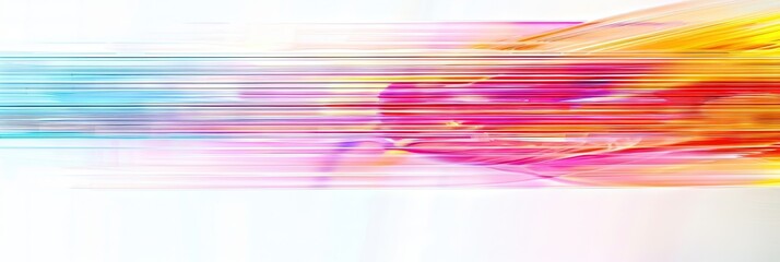 a horizontal streak of prismatic colors, a camera effect captured over a white background,
