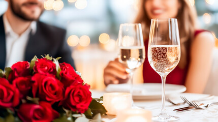 Romantic Dinner with Wine and Roses.