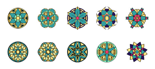 Mandala with floral patterns Vector Design Elements Collection