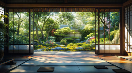 Traditional Kyoto Tea House with Garden View