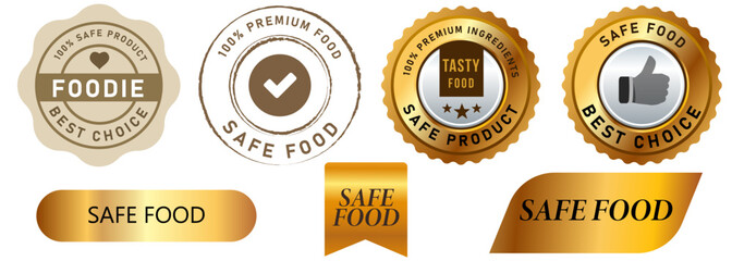 safe food free GMO tested trusted product icon stamp collection design badge