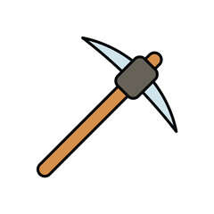 pick axe color line icon with white background vector stock illustration