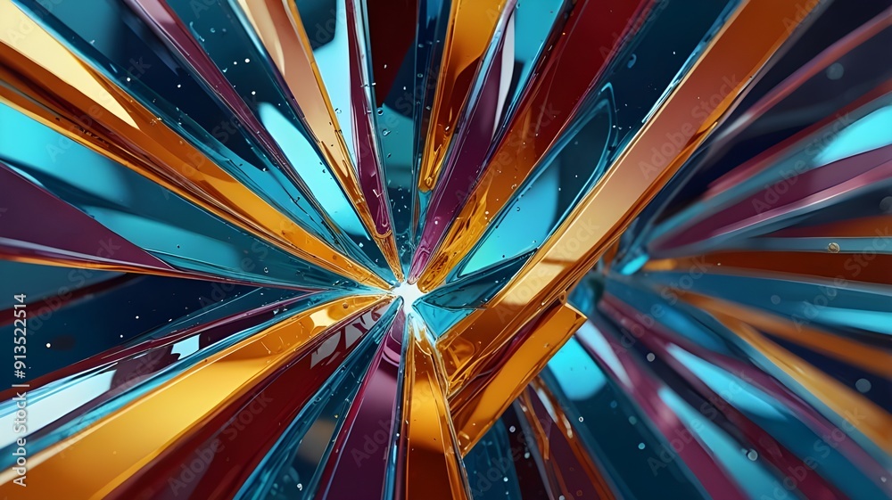 Wall mural abstract glass 3d render