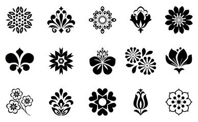 Flowers icon set. Flowers isolated on transparent background. Flowers in modern simple. Cute round flower plant nature collection. Vector illustrator