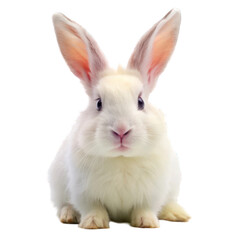 Obraz premium Happy white bunny rabbit isolated on transparent background